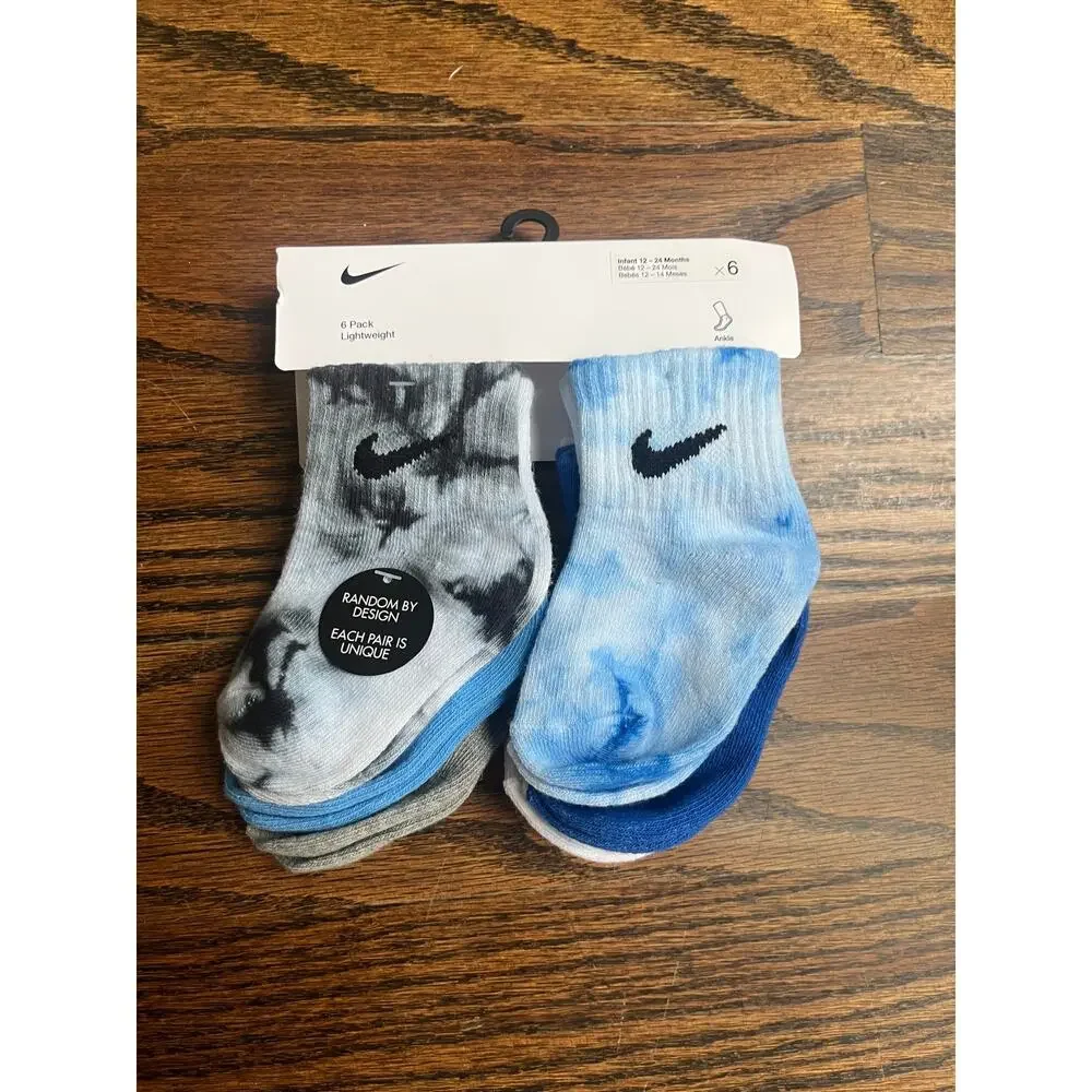 Nike baby boy socks 6 pairs Sz. 12-24 months lightweight NWT